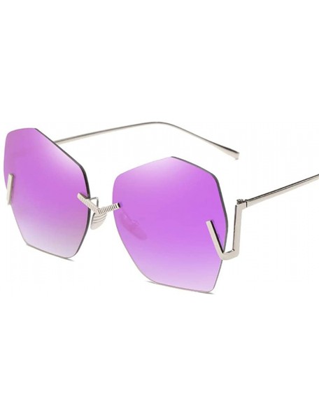 Rectangular Rimless Oversized Mirror Sunglasses Women Summer Retro Eyewear Ladies Luxury Designer Irregular Sunglasses - 5 - ...