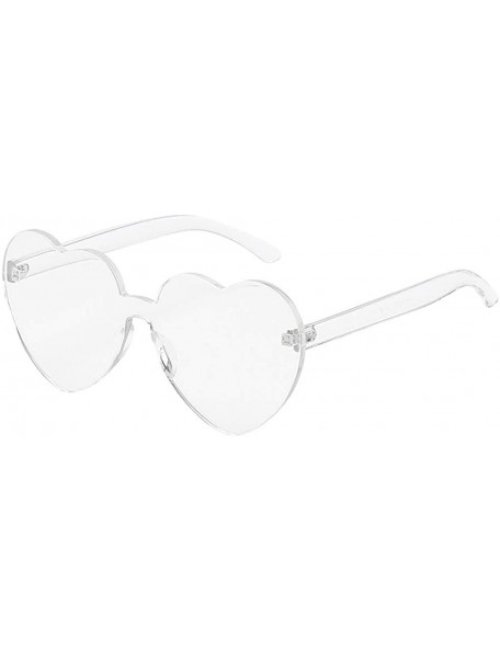 Wayfarer Heart Shaped Rimless Sunglasses Women PC Frame Resin Lens Sunglasses UV400 Festival Party Glasses - CI1908O2X3O $7.66