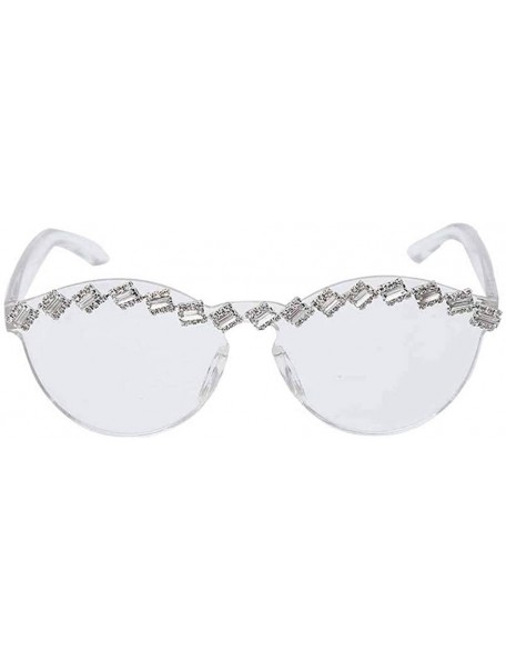 Square Diamond Sunglasses Rhinestone Eyeglasses Transparent - 7 - C7198G7NYLX $22.50