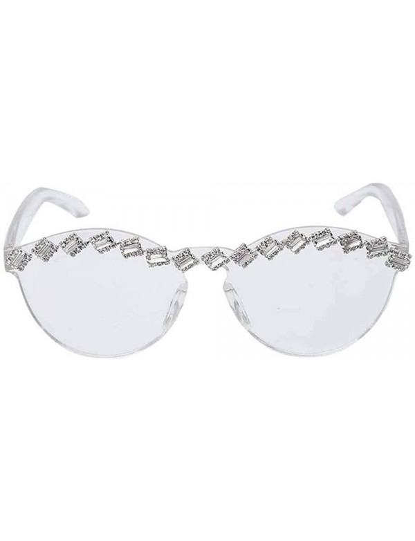 Square Diamond Sunglasses Rhinestone Eyeglasses Transparent - 7 - C7198G7NYLX $22.50