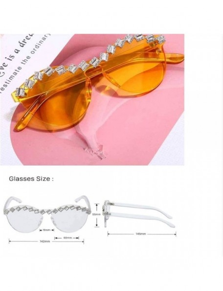 Square Diamond Sunglasses Rhinestone Eyeglasses Transparent - 7 - C7198G7NYLX $22.50