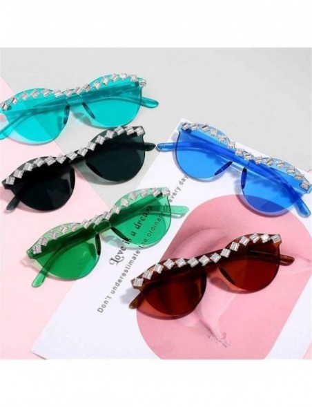 Square Diamond Sunglasses Rhinestone Eyeglasses Transparent - 7 - C7198G7NYLX $22.50