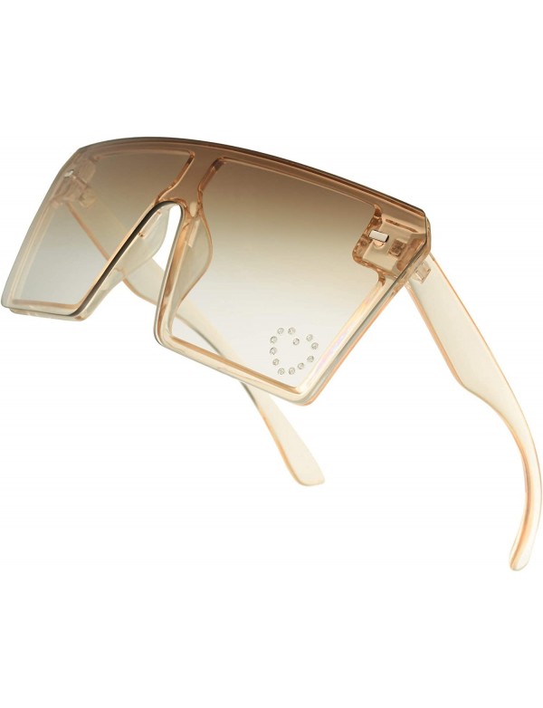 Square Large Oversized Fashion Square Flat Top Sunglasses - Exquisite Packaging - 730105-crystal Brown - CF19CULWM7K $13.65