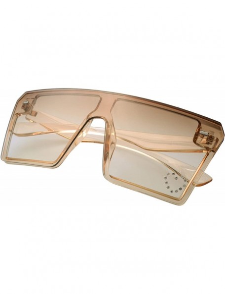 Square Large Oversized Fashion Square Flat Top Sunglasses - Exquisite Packaging - 730105-crystal Brown - CF19CULWM7K $13.65