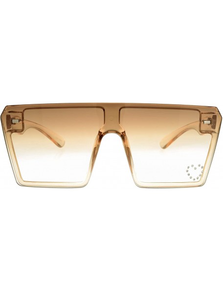 Square Large Oversized Fashion Square Flat Top Sunglasses - Exquisite Packaging - 730105-crystal Brown - CF19CULWM7K $13.65