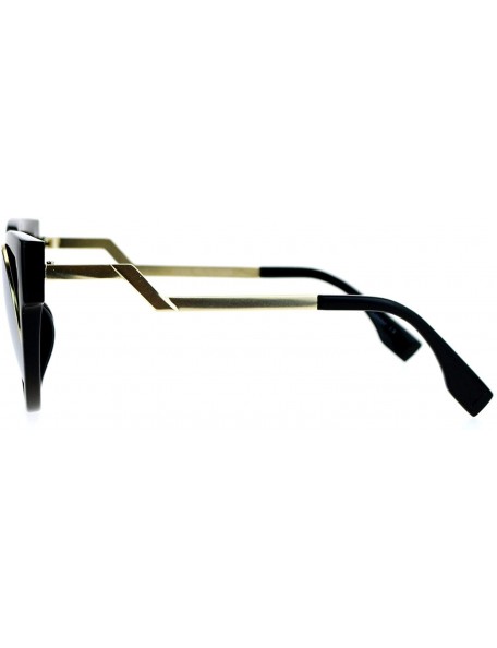 Round Womens Round Cateye Sunglasses Super Retro Stylish Eyewear UV400 - Black Gold (Silver Mirror) - CZ18907KZKY $11.70