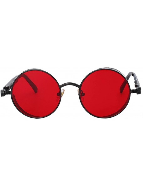 Round Steampunk Vintage Retro Round Circle Gothic Hippie Colored Plastic Frame Sunglasses Colored Lens - CF186XAOLIX $12.70