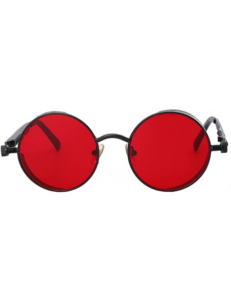 Round Steampunk Vintage Retro Round Circle Gothic Hippie Colored Plastic Frame Sunglasses Colored Lens - CF186XAOLIX $12.70