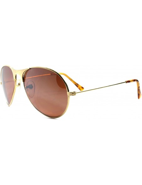 Aviator Vintage Classic Aviation Air Force Style Brown Lens Gold Pilot Sunglasses - CA18024HER8 $9.46