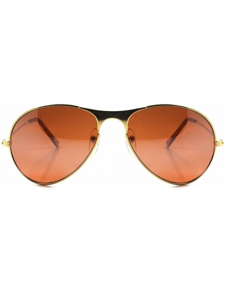 Aviator Vintage Classic Aviation Air Force Style Brown Lens Gold Pilot Sunglasses - CA18024HER8 $9.46
