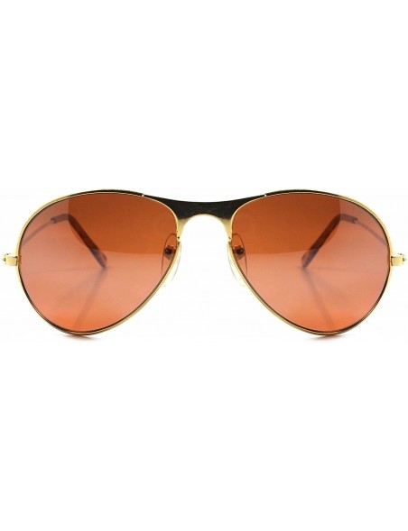 Aviator Vintage Classic Aviation Air Force Style Brown Lens Gold Pilot Sunglasses - CA18024HER8 $9.46