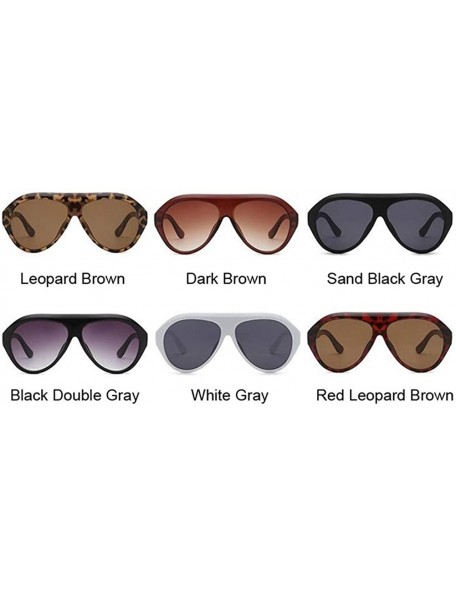 Shield Retro Thick Frame Black Pilot Sunglasses Women Ladies Mirror Lens Shield Sun Glasses For Female - Sand Black - CW1998X...