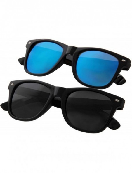 Square Sunglasses 2 pack Men Women Polarized UV400 Mirrored Lens Stylish - CQ18YHNAQ4C $10.11