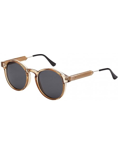 Oval fashion sunglasses unisex metal frame sunglasses uv400 protection sunglasses - Coffee/Black - CZ12N7WZIH0 $7.77
