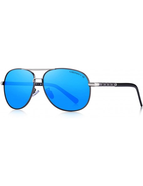 Aviator Men Classic Style Pilot Sunglasses Polarized - UV 400 Protection with case 60MM 8285 - Blue Mirror - CB18NGE8YHK $14.78