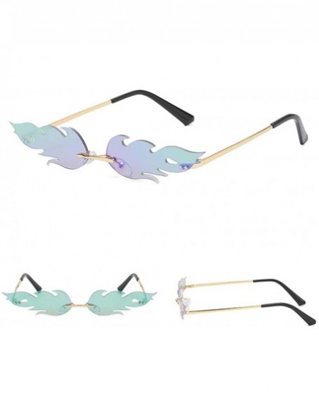 Oval Fashion Man Women Irregular Shape Sunglasses Glasses Vintage Retro Style Metal Sunglasses - Gold&green - CF18UK26G08 $10.50