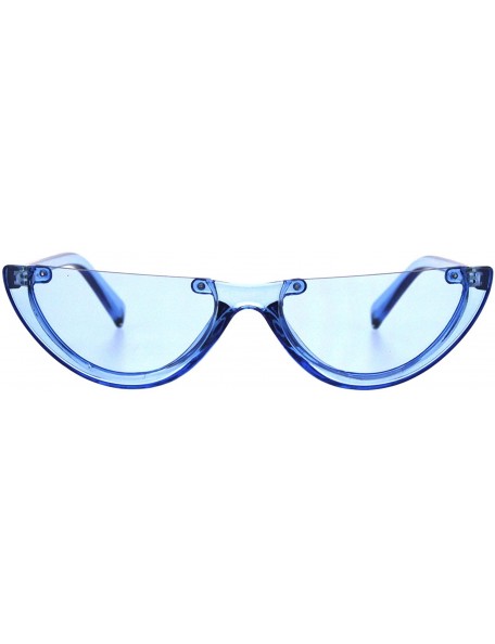 Cat Eye Womens Cropped Flat Top Retro Cat Eye Fashion Sunglasses - Blue - C418HGGAIWM $7.68