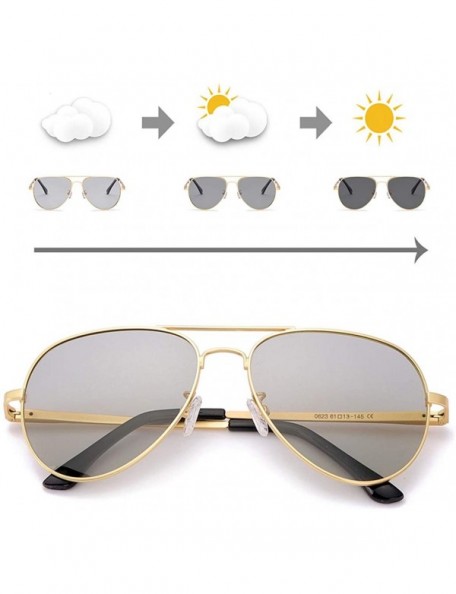 Aviator Photochromic Sunglasses Polarized Protection - 1b Gold Frame / Grey Photochromic Polarized Lenses - C418SKYGYR9 $23.61