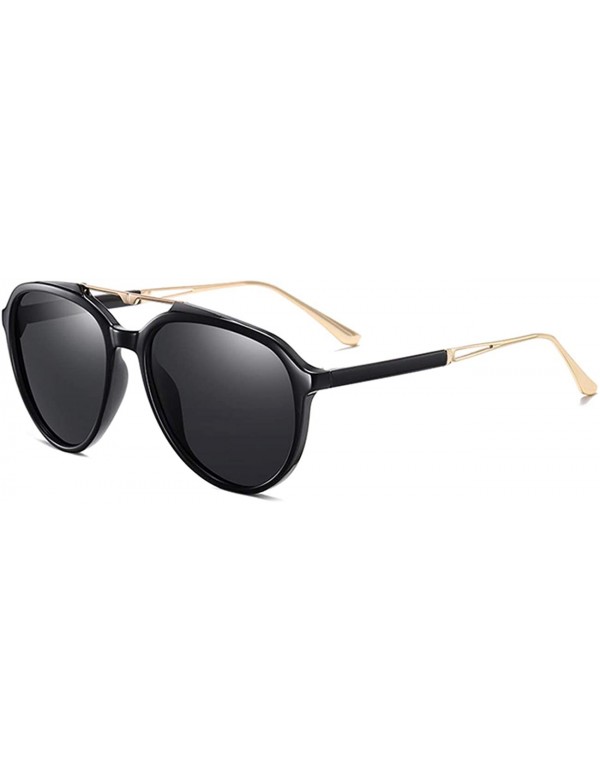 Aviator Polarized Aviator Sunglasses for Men Women UV Protection 8055 - Black - CV195SCE90U $9.83