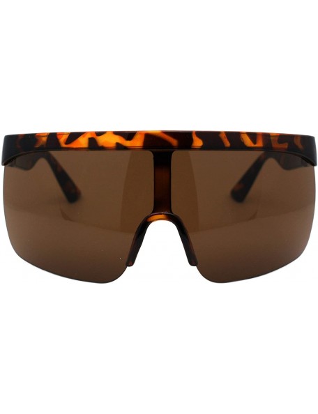 Shield Shield Goggle Sunglasses Super Oversized Half Rim Cover Up Shades UV 400 - Tortoise (Brown) - CS1984DT39A $13.32