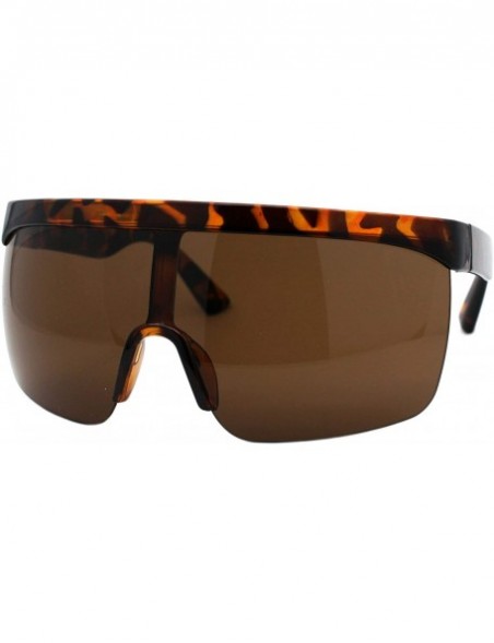 Shield Shield Goggle Sunglasses Super Oversized Half Rim Cover Up Shades UV 400 - Tortoise (Brown) - CS1984DT39A $13.32