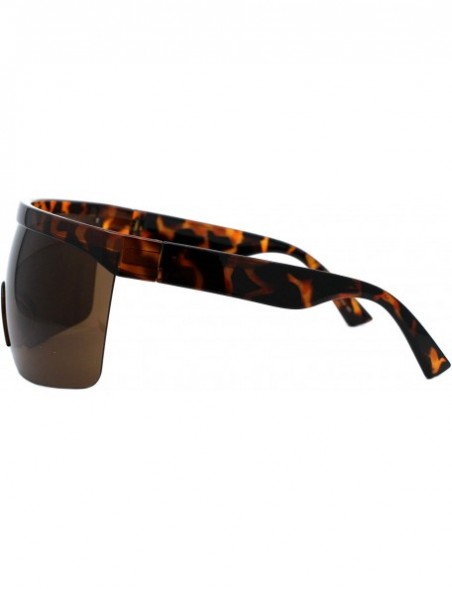 Shield Shield Goggle Sunglasses Super Oversized Half Rim Cover Up Shades UV 400 - Tortoise (Brown) - CS1984DT39A $13.32