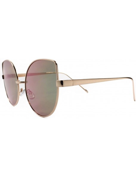 Cat Eye Fashion Foxy Womens Mirrored Lens Cat Eye Sunglasses - Gold / Purple - CN18ECETD85 $12.70