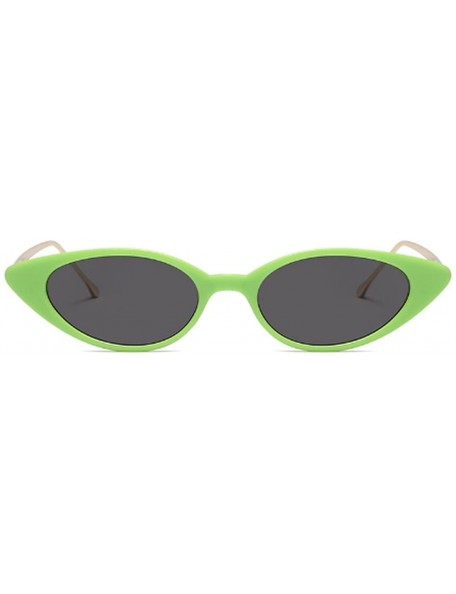 Oval Unisex Vintage Slender Oval Sunglasses Small Metal Frame lens eyewear - Green - CB18DTRE65T $14.16