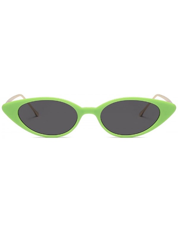 Oval Unisex Vintage Slender Oval Sunglasses Small Metal Frame lens eyewear - Green - CB18DTRE65T $14.16