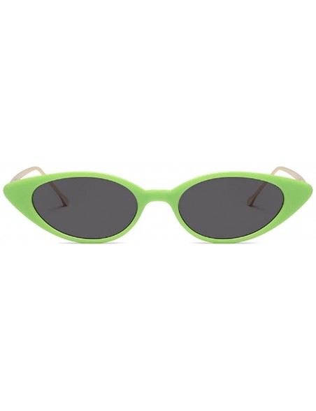 Oval Unisex Vintage Slender Oval Sunglasses Small Metal Frame lens eyewear - Green - CB18DTRE65T $14.16