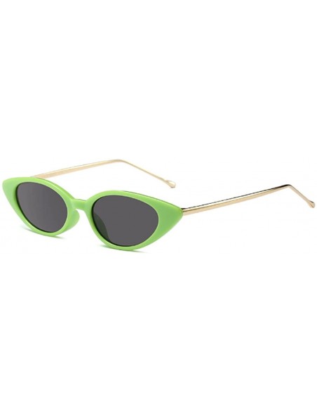 Oval Unisex Vintage Slender Oval Sunglasses Small Metal Frame lens eyewear - Green - CB18DTRE65T $14.16