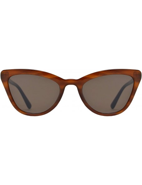 Square Retro Cat Eye Sunglasses with Flat Lens for Women 100% UV Protection - Brown + Brown - CO1969CQ4H6 $11.28