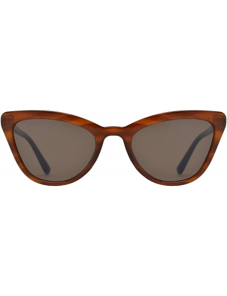 Square Retro Cat Eye Sunglasses with Flat Lens for Women 100% UV Protection - Brown + Brown - CO1969CQ4H6 $11.28