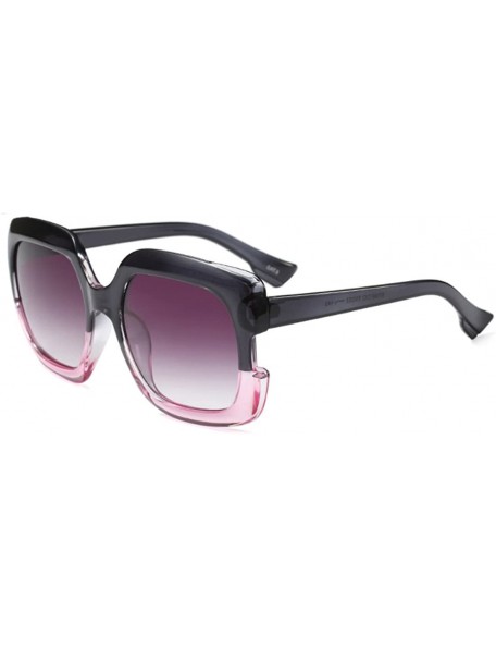 Rectangular Sunglasses Oversized Rectangular Frame Women's Fashion Sun Resin frame - Grey Pink - CP18DUKO4TC $10.22
