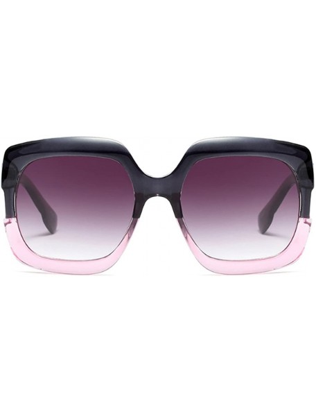 Rectangular Sunglasses Oversized Rectangular Frame Women's Fashion Sun Resin frame - Grey Pink - CP18DUKO4TC $10.22