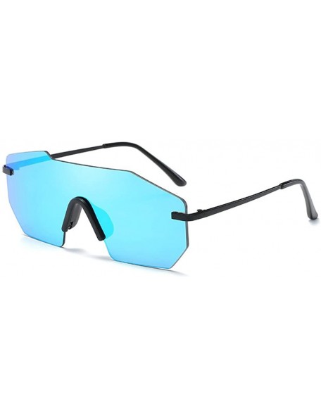 Rimless Fashion Rimless Mirrored Sunglasses For Women Shades Oversized Eyewear - Blue - CL18E0IWKI5 $11.78