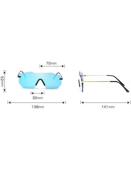 Rimless Fashion Rimless Mirrored Sunglasses For Women Shades Oversized Eyewear - Blue - CL18E0IWKI5 $11.78