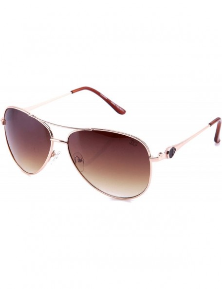 Shield Aviators Oversized Temple Design UV Protection Shield Lenses Pilot Style - Gold/Brown - CA17YY8Q2L0 $9.77