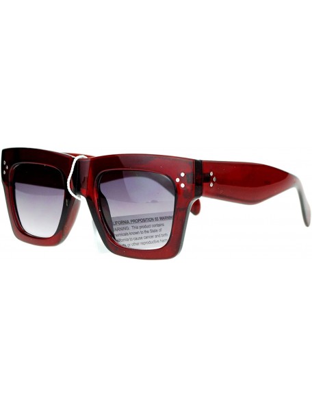 Rectangular Retro Womens Thick Plastic Horned Horn Rim Sunglasses - Burgundy - C4122KQ7OLV $10.62