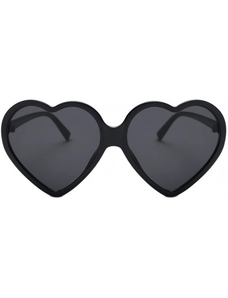 Goggle Women Fashion Unisex Heart-Shaped Shades Sunglasses Integrated UV Glasses (Black) - Black - CE18EK48TIY $8.66
