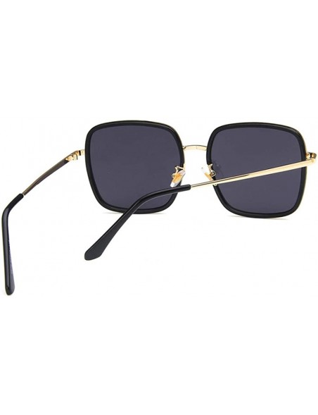 Square Unisex Sunglasses Fashion Bright Black Grey Drive Holiday Square Non-Polarized UV400 - Bright Black Grey - CC18RH6S2DH...