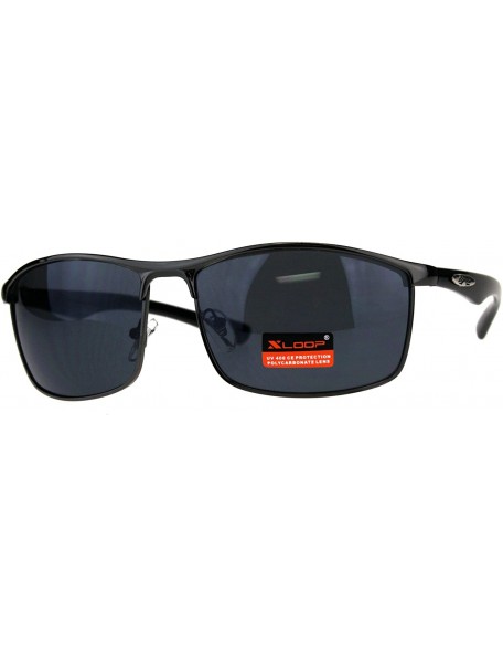 Sport Xloop Sunglasses Mens Designer Fashion Rectangular Shades UV 400 - Gunmetal (Black) - CH18E2U0UCW $23.10