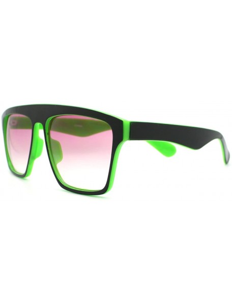 Square In and Out 2 Tone Trendy Futuristic Robot Curved Flat Top Square Sunglasses - Green - CN11C7V6J8J $10.12