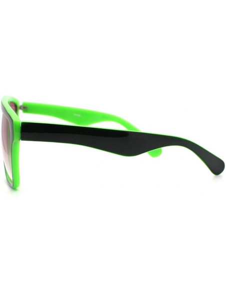 Square In and Out 2 Tone Trendy Futuristic Robot Curved Flat Top Square Sunglasses - Green - CN11C7V6J8J $10.12
