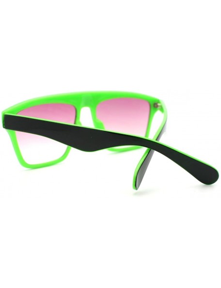 Square In and Out 2 Tone Trendy Futuristic Robot Curved Flat Top Square Sunglasses - Green - CN11C7V6J8J $10.12