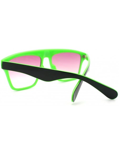 Square In and Out 2 Tone Trendy Futuristic Robot Curved Flat Top Square Sunglasses - Green - CN11C7V6J8J $10.12