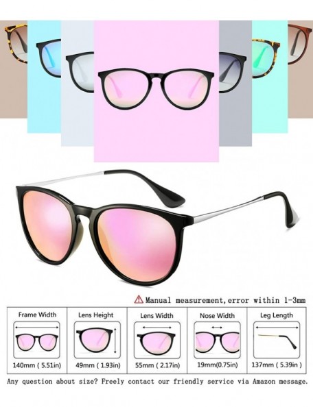 Sport Polarized Sunglasses for Women Classic Round Retro Sun Glasses - Black Frame/Pink Mirrored Lens - C119468HN9N $16.81