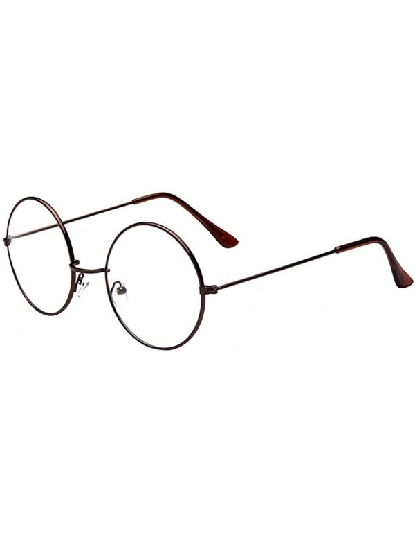 Rimless Fashion Oval Round Clear Lens Glasses Classic Vintage Retro Style Metal Flat Glasses - Brown - C7196IXN9G8 $8.71