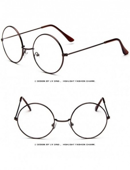 Rimless Fashion Oval Round Clear Lens Glasses Classic Vintage Retro Style Metal Flat Glasses - Brown - C7196IXN9G8 $8.71