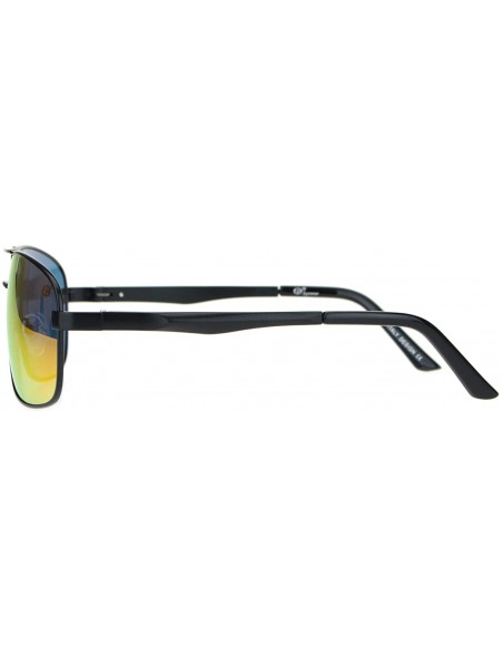 Sport Mens Narrow Rectangular Metal Rim Pilots Officer Sunglasses - Black Orange Mirror - C718MD5LLOT $11.62